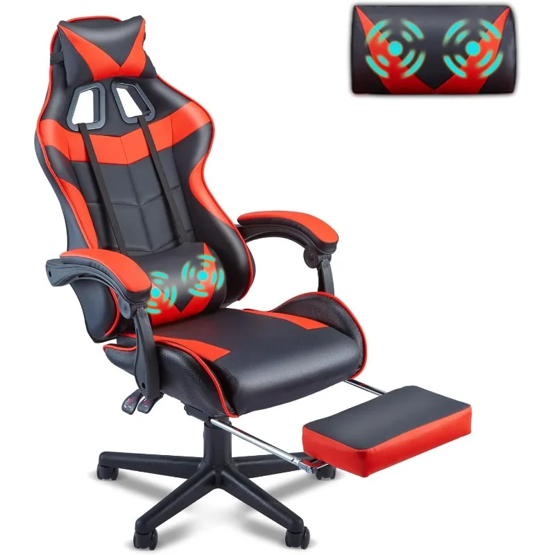 Red Gaming Chairs with Footrest,Racing Gaming Chair,Computer Gamer Chair,Ergonomic Game Chair