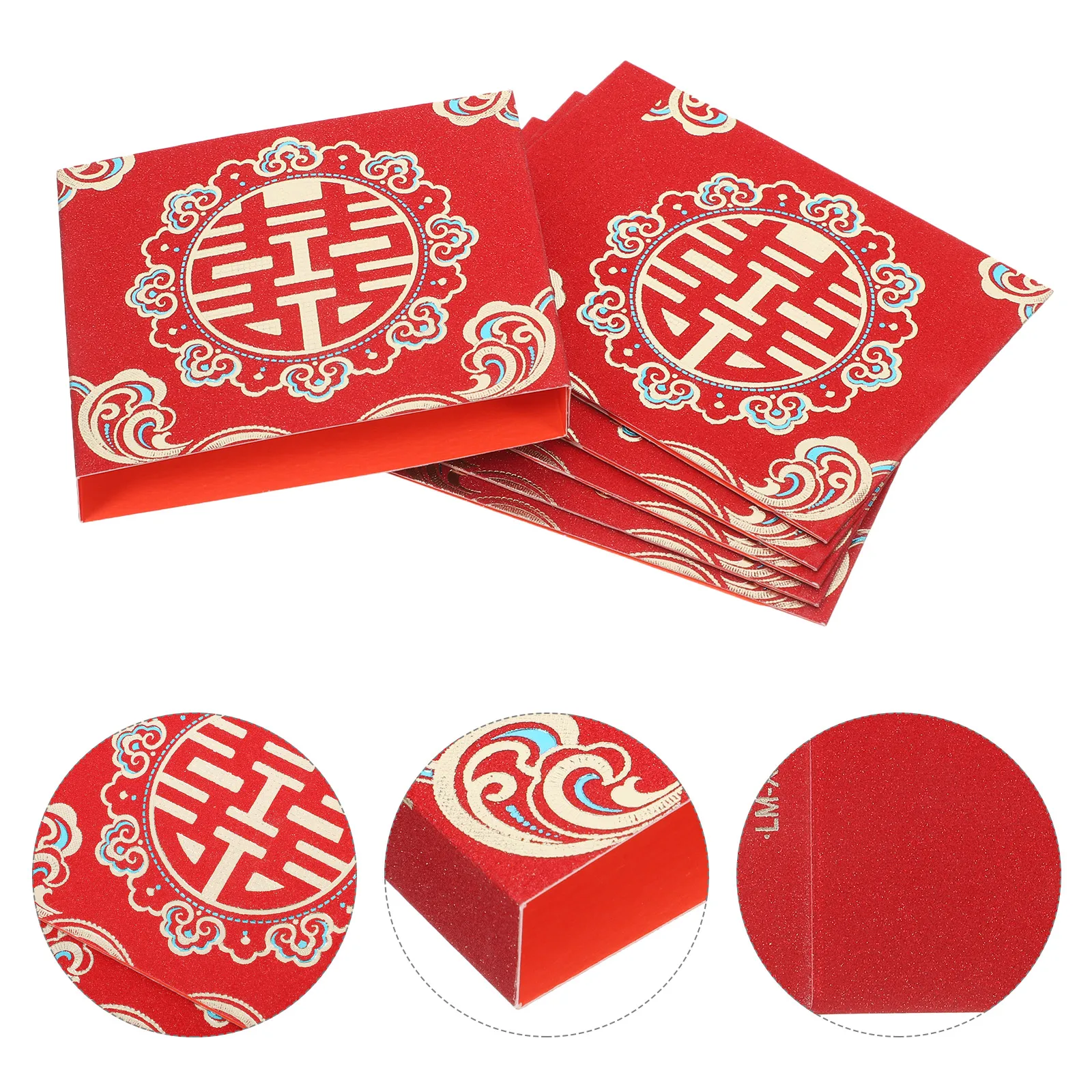 6pcs Red Envelope Wedding Money Bundle Cover Chinese Style Sand Paper Holder Engagement Seals Adequate Capacity