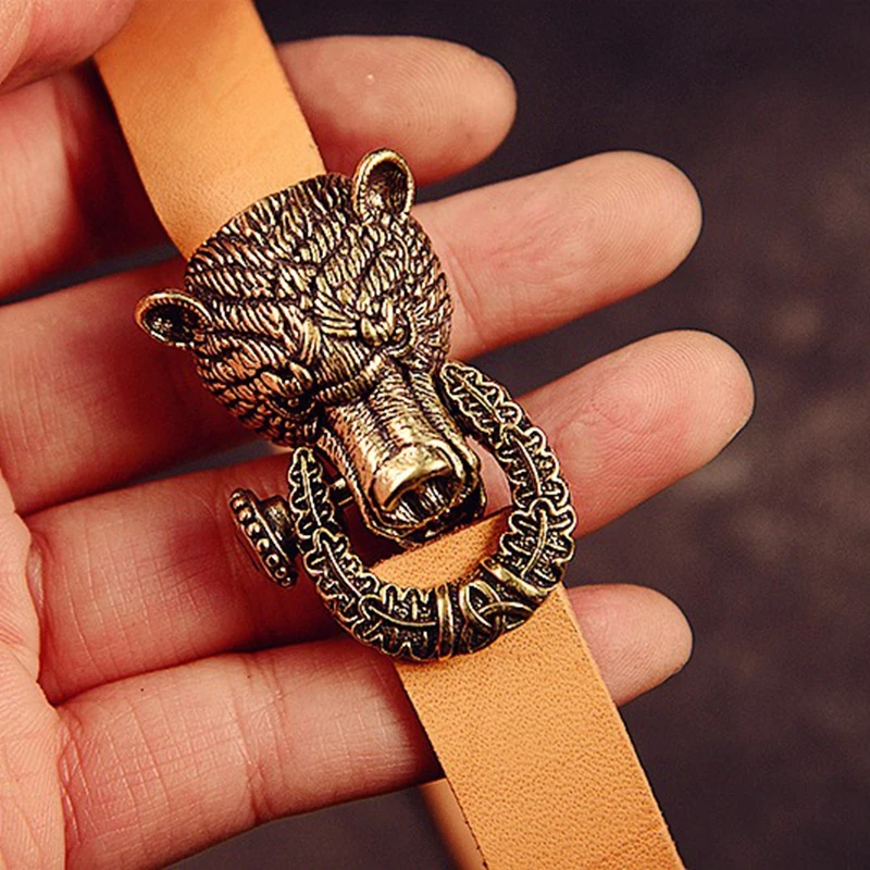 Bear Head Brass Buckle EDC Outdoor DIY Woven Paracord Survival Bracelets Supplies Accessories Retro Umbrella Rope Lanyard Beads