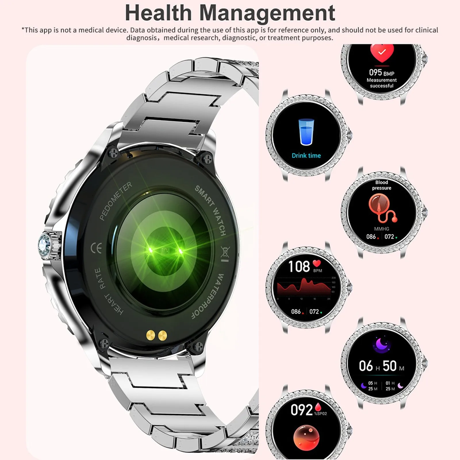 المرأة مقاوم للماء ساعة ذكية موبايل بلوتوث دعوة الموسيقى مراقبة الصحة الرياضة ساعة ذكية جهاز تعقب للياقة البدنية معصمه بلوتوث
