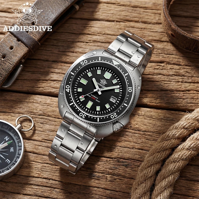 ADDIESDIVE AD2524 Sapphire Automatic Watches 200M Waterproof Stainless Steel AR Coating Luminous Mechanical Diver Watch For Men