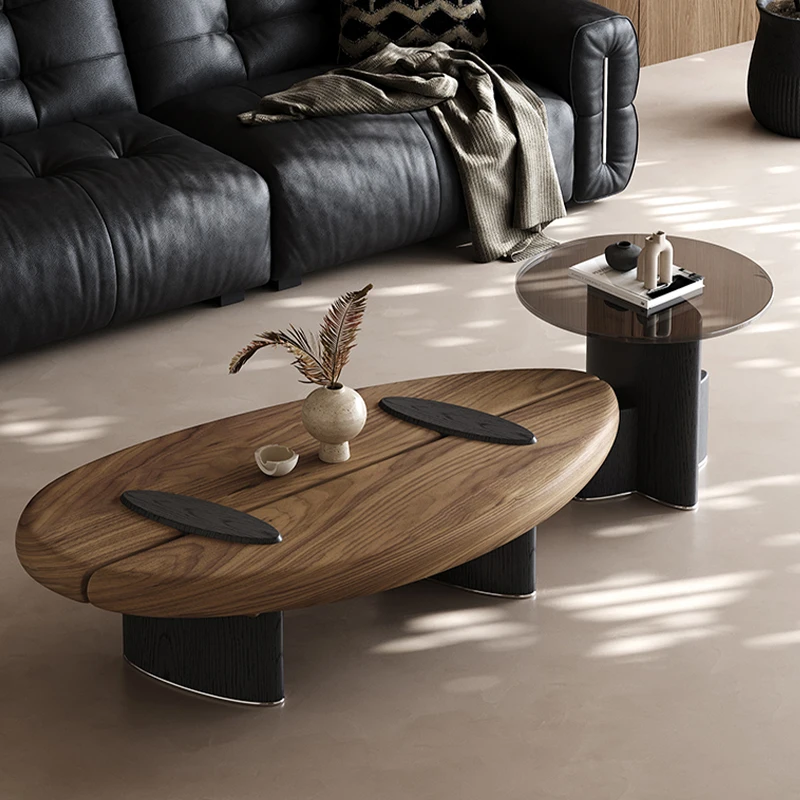

SAT Designer Living Room Coffee Table Wooden Modular Coffee Table Set Creative High-end Center Coffee Table Irregular Shape