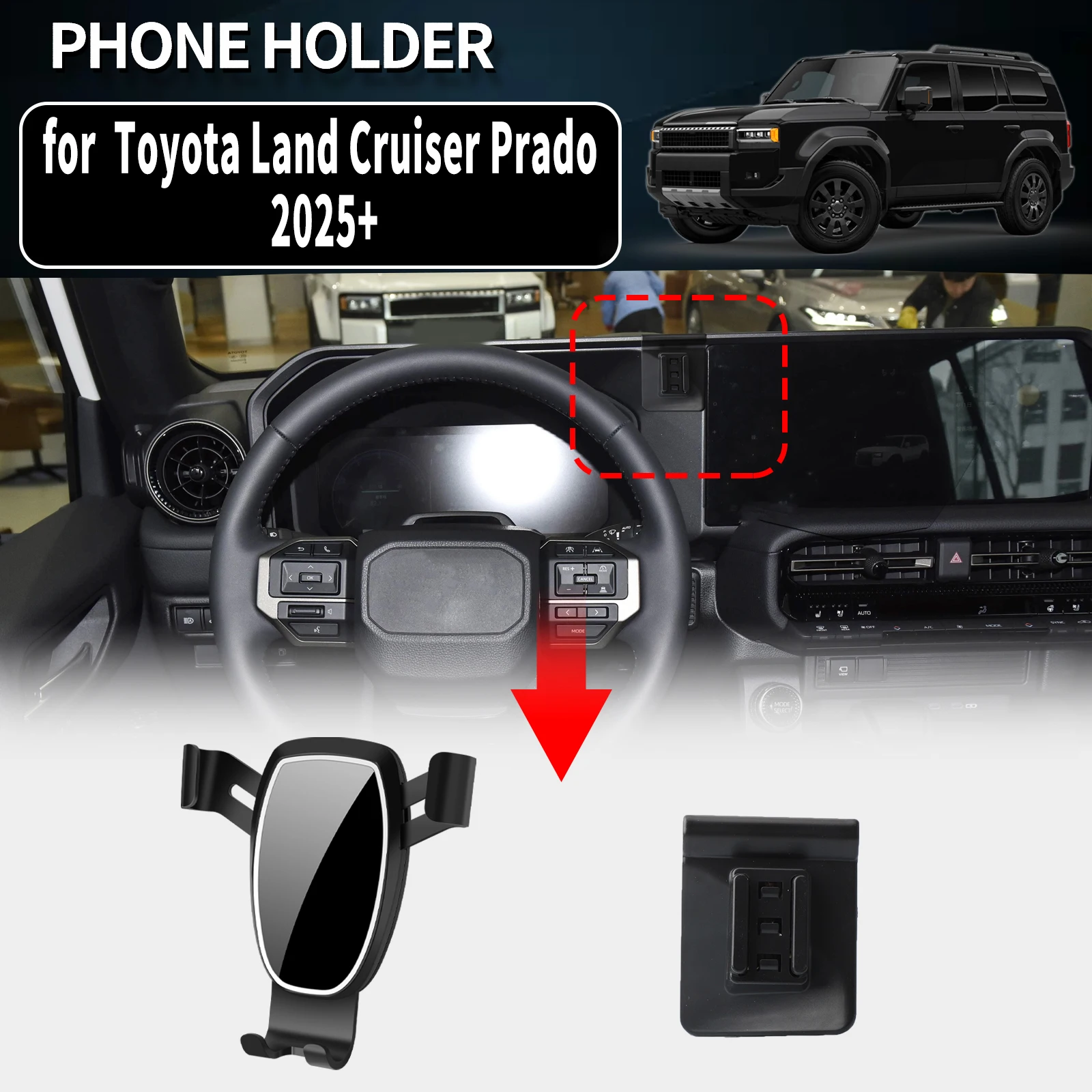 

for Toyota Land Cruiser Prado LC250 2024-2026 J250 Vehicle-Specific Phone Holder Mount Car GPS Stand Easy Fix Auto Accessories