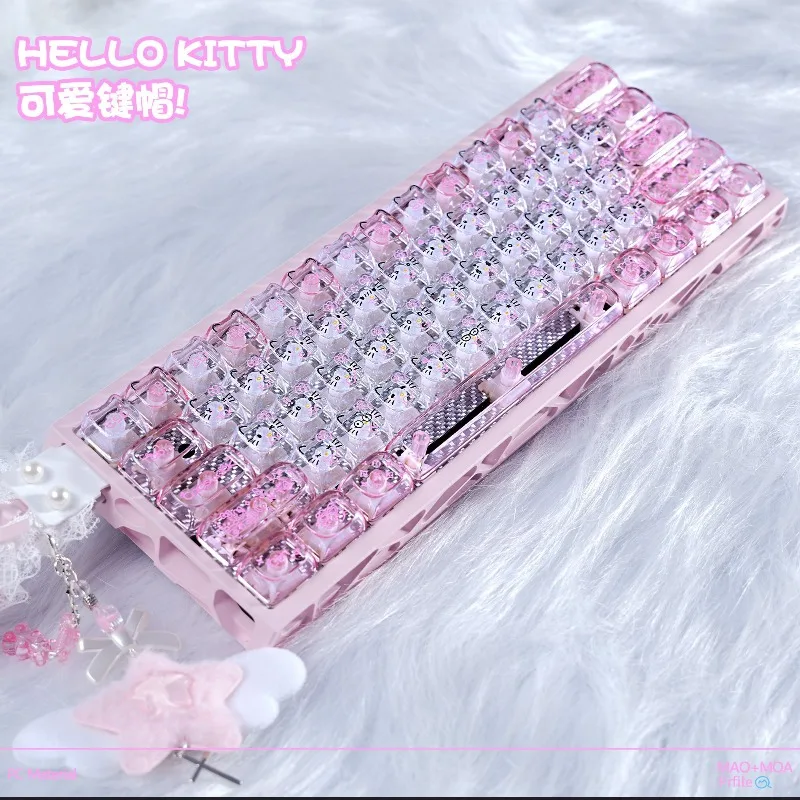 

79-клавишные кастомные PBT-кейкапы с анимацией Hello Kitty, тип Cherry, ручная работа, для механической клавиатуры, подарок