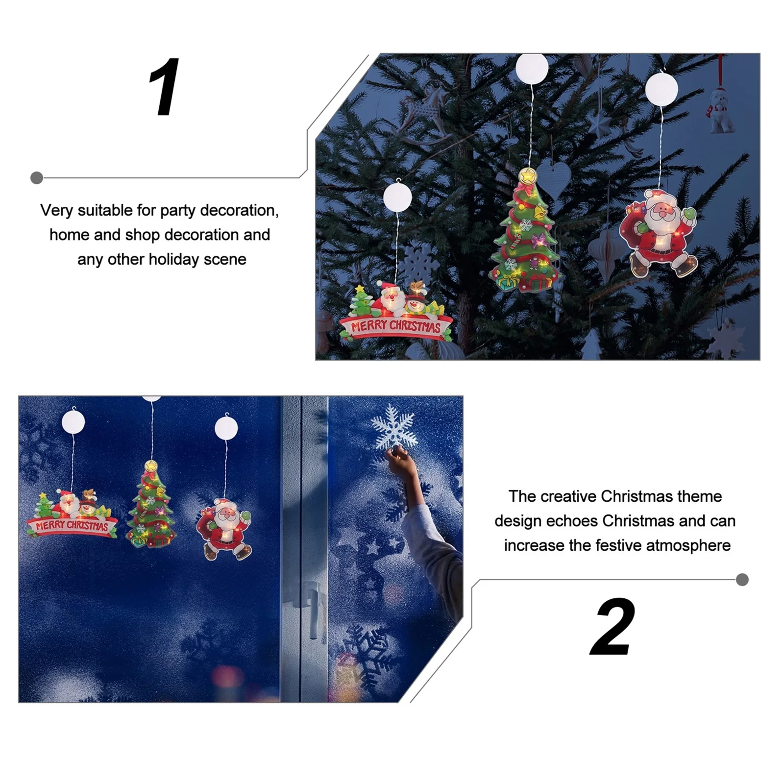 3 قطعة عيد الميلاد ديكور نافذة ضوء مصاصة مصباح عيد الميلاد موضوع حفلة المنزل متجر عطلة الديكور عيد الميلاد ضوء احتفالي #4