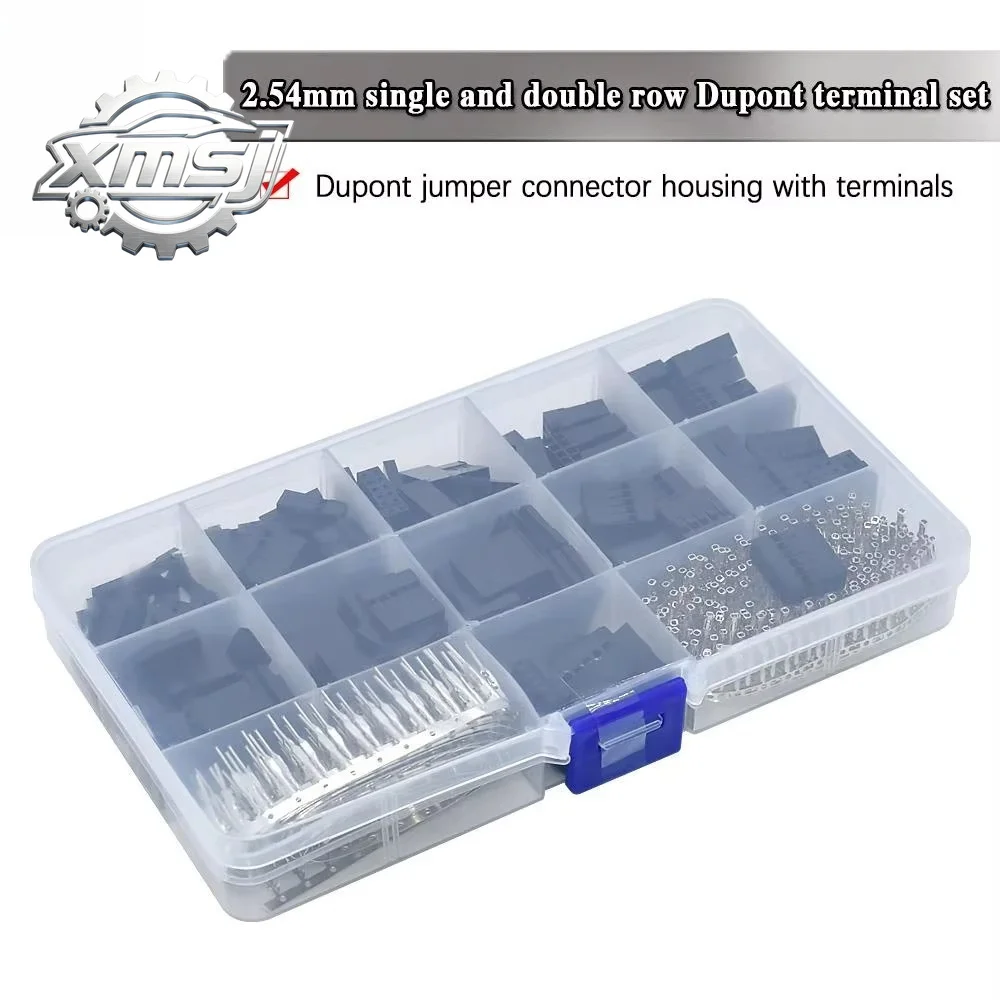 Carcasa  plástico DuPont  2,54 mm  una y dos filas con kit  terminales para conectores  puente DuPont