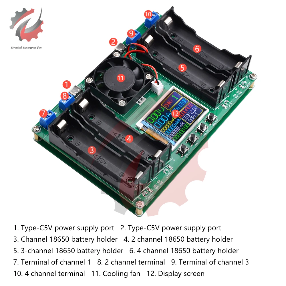 18650 Lithium Battery Capacity Tester Automatic Internal Resistance Tester MAh MWh Digital Battery Power Detector Module