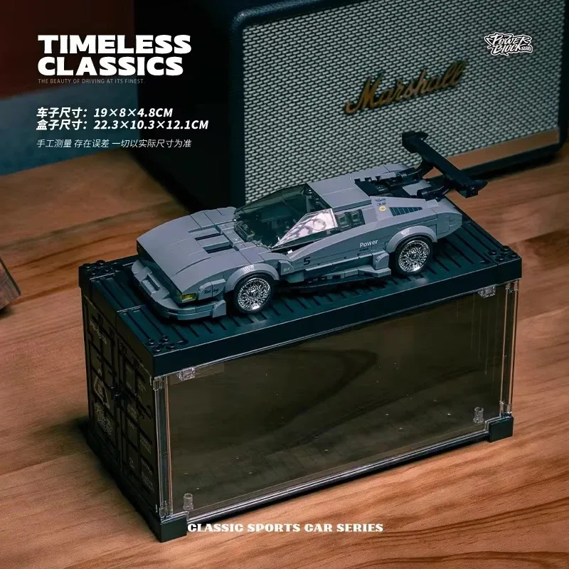 مجموعة بناء سيارة سباق M1 التقنية الكلاسيكية مع حاوية، لعبة تركيب من الطوب، هدية عيد الميلاد للأولاد والأطفال