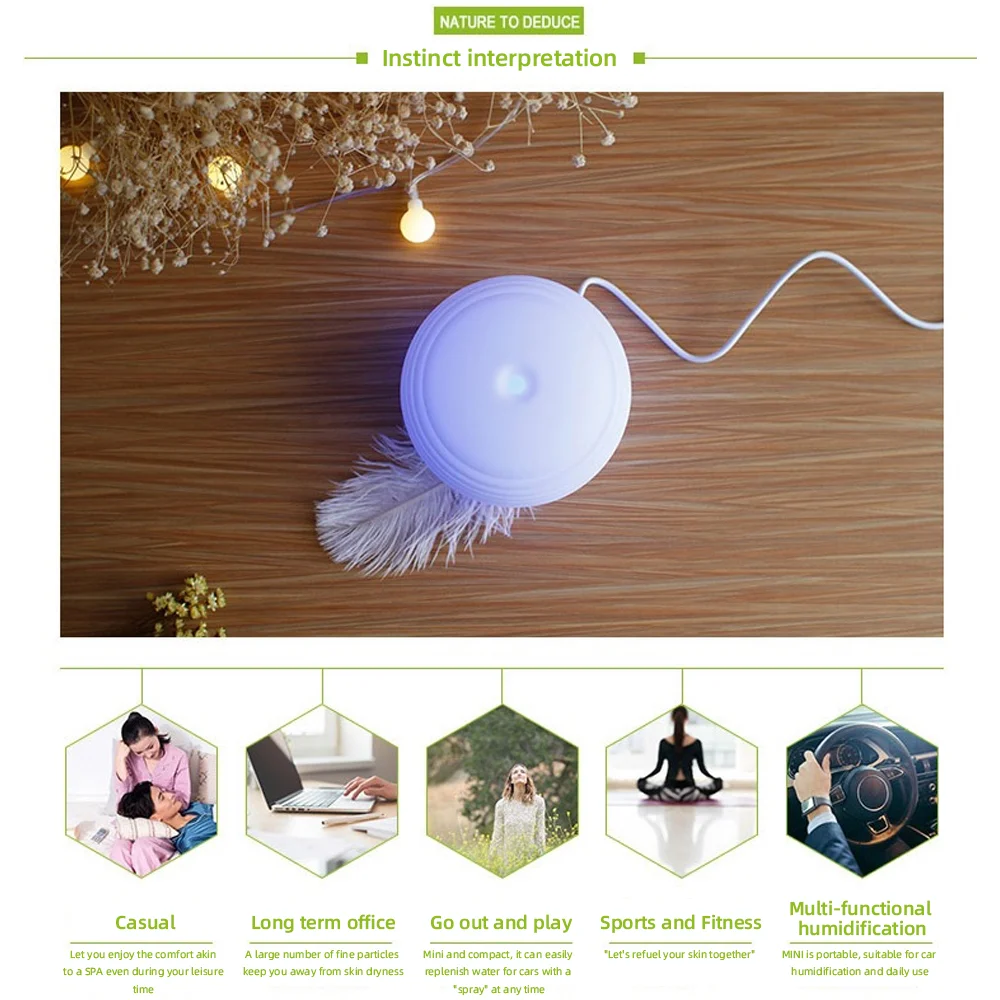 Umidificatore per aromaterapia 3 in 1 con luci notturne a 7 colori Diffusore di design mini lanterna portatile per l'arredamento dell'atmosfera romantica