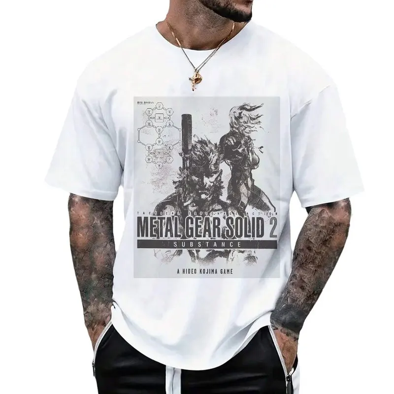 Metal Gear Solid MGS Game Gift T‑Shirt for Gamer Unisex Cotton Short Sleeve Tees Solid Snake Graphic Print Streetwear Tops
