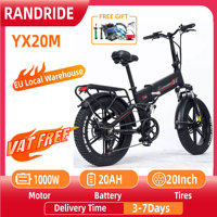 RANDRIDE YX20M Electric Bike 1000W Motor 20*4.0'' Fat Tires E-Bike 45km/h Max Speed 48V 17Ah Battery 80-90km Max Range 150kgLoad