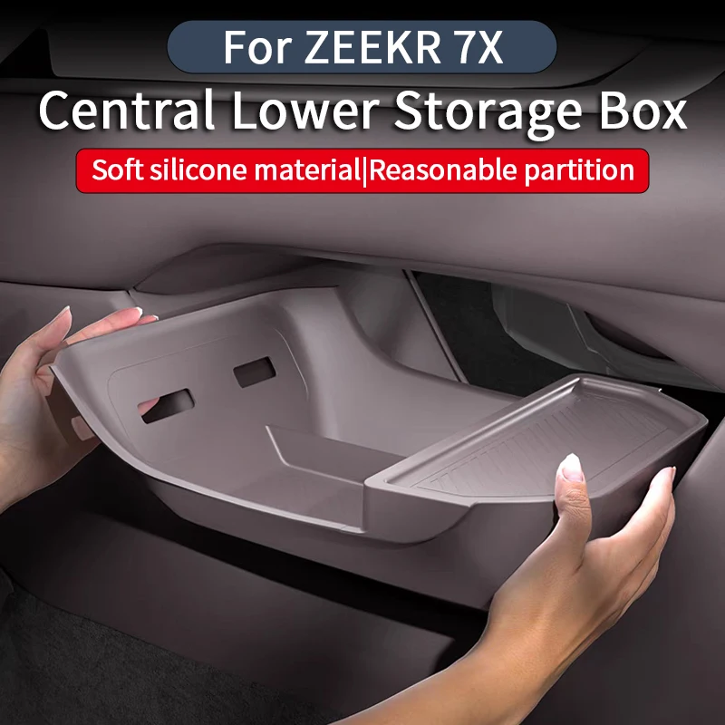 For ZEEKR 7X Central Control Lower Level Organizer Storage Box Armrest Box Below Silicone Tray Car Accessory