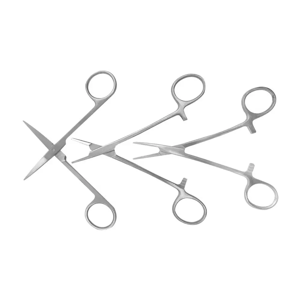 5Pcs/set Stainless Dental Surgical Tissue Tweezer Set - Surgical Scissors Forcep Extraction Hemostat Dentist Tools