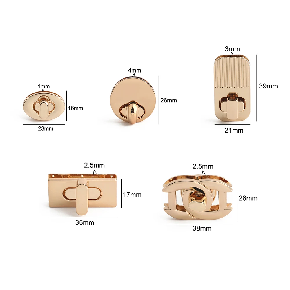 5/10/20PCS Round/Oval/Rectangle Shape Metal Clasp Turn Lock Twist Locks For Bags Tote Purse Decor Closure Latch DIY Accessories
