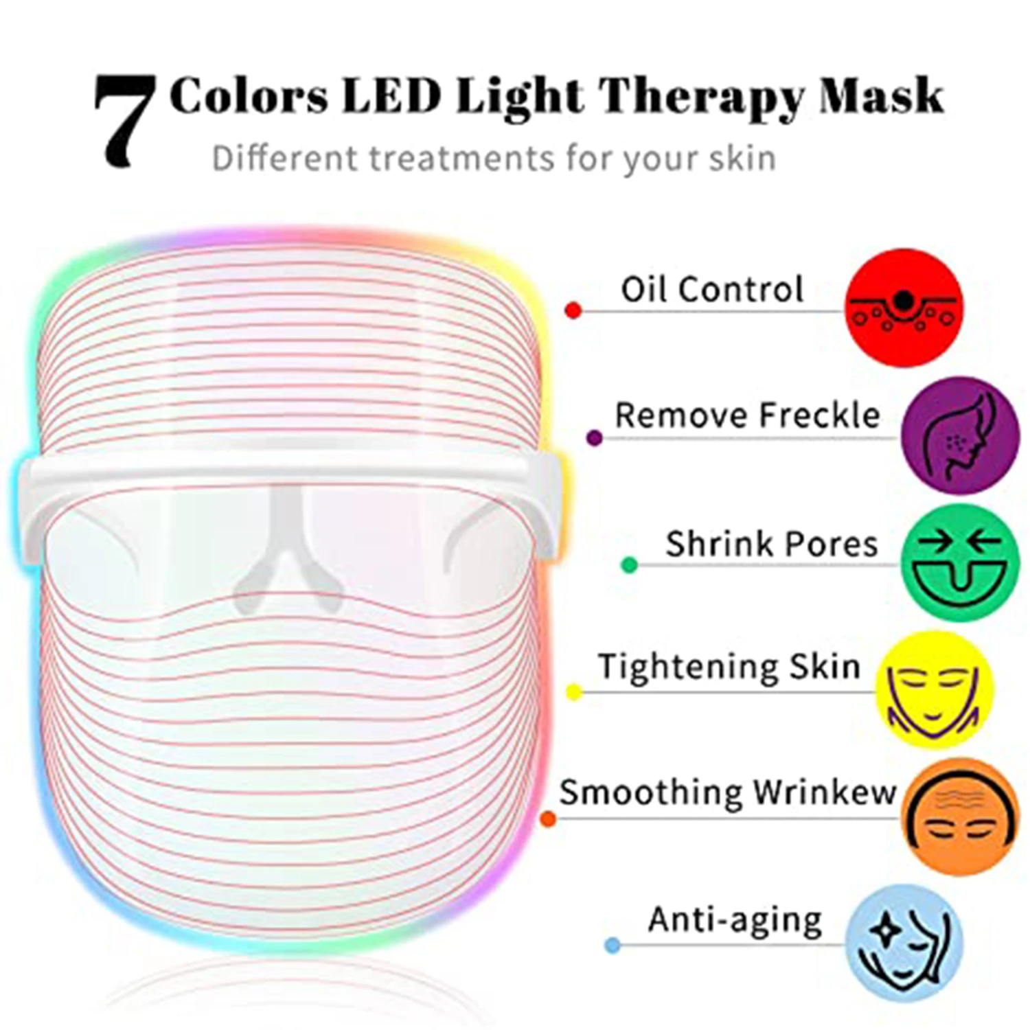 Professional Grade High Quality Adjustable LED Light Therapy Face Mask for Superior Skin Rejuvenation, Anti Wrinkle, and Acne Tr