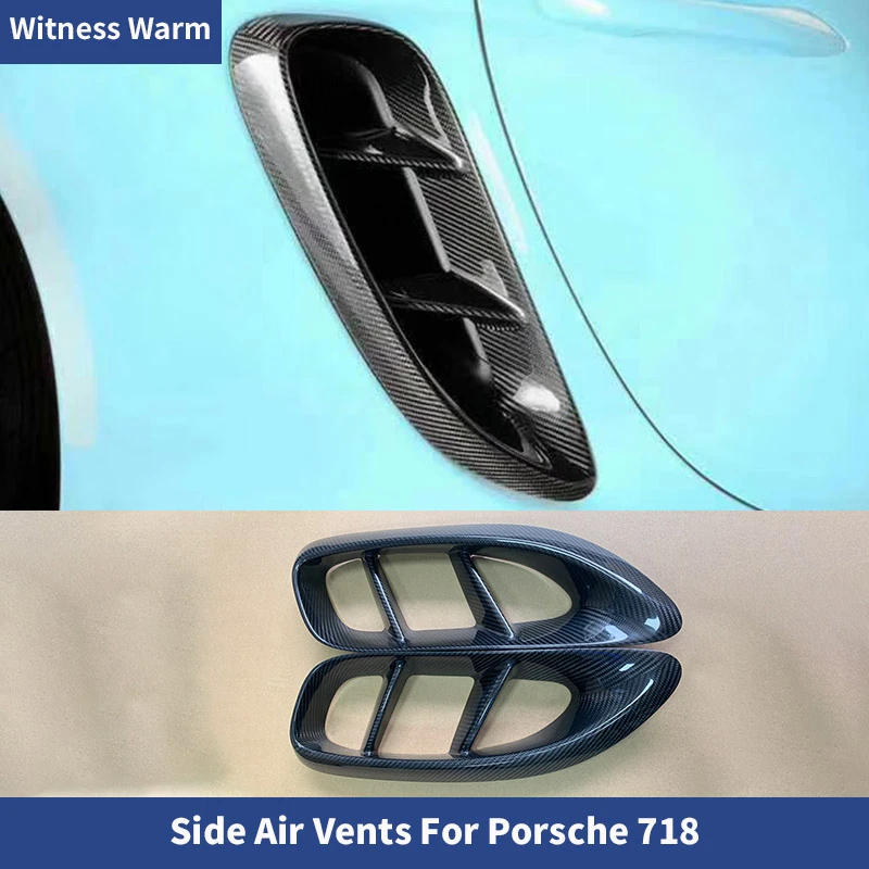 Real Carbon Fiber Side Vents Side Air Intakes Vents Fit For Porsche 718  Car Accessories Body Kits Styling Side Air Vents