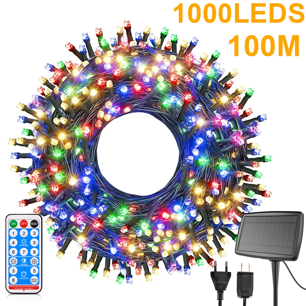 10M-100M Solar Outdoor Lights Waterproof Fairy Light String Waterproof Christmas Lights Garland Party New Year Wedding Decoratio