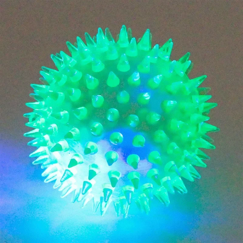 Flashing Light Up Lovely Dog Puppies Cat Pet Hedgehog Ball Rubber Bell Sound Ball Creative Funny Playing Toy for Pets Enjoyable