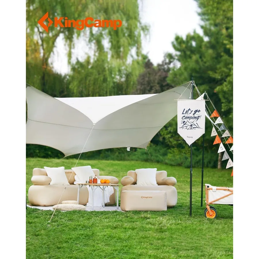 Double Inflatable Couch with Electric Air Pump 2-Person Camping Sofa with Eco PVC Liner Footrest Pegs Repair Kit and Quick-Fill