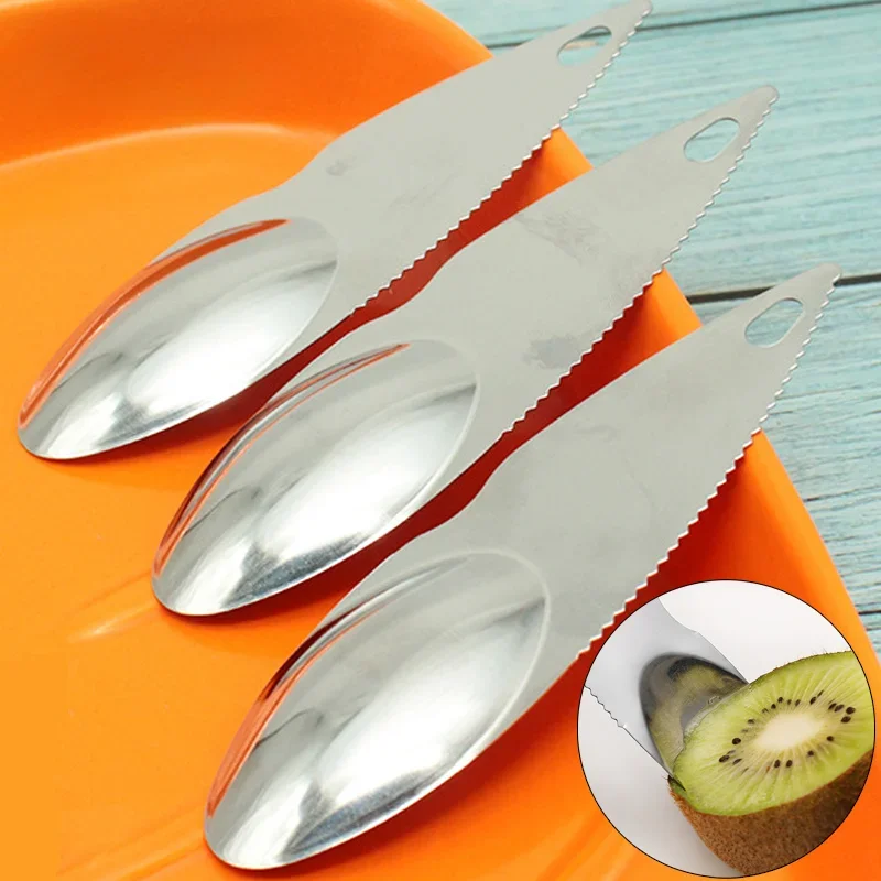 2 in 1 Stainless Steel Kiwifruit Knife Fruit Apple Kiwi Peeler Orange Lemon Corers Cutter Peeling Scoop Separator Kitchen Tool