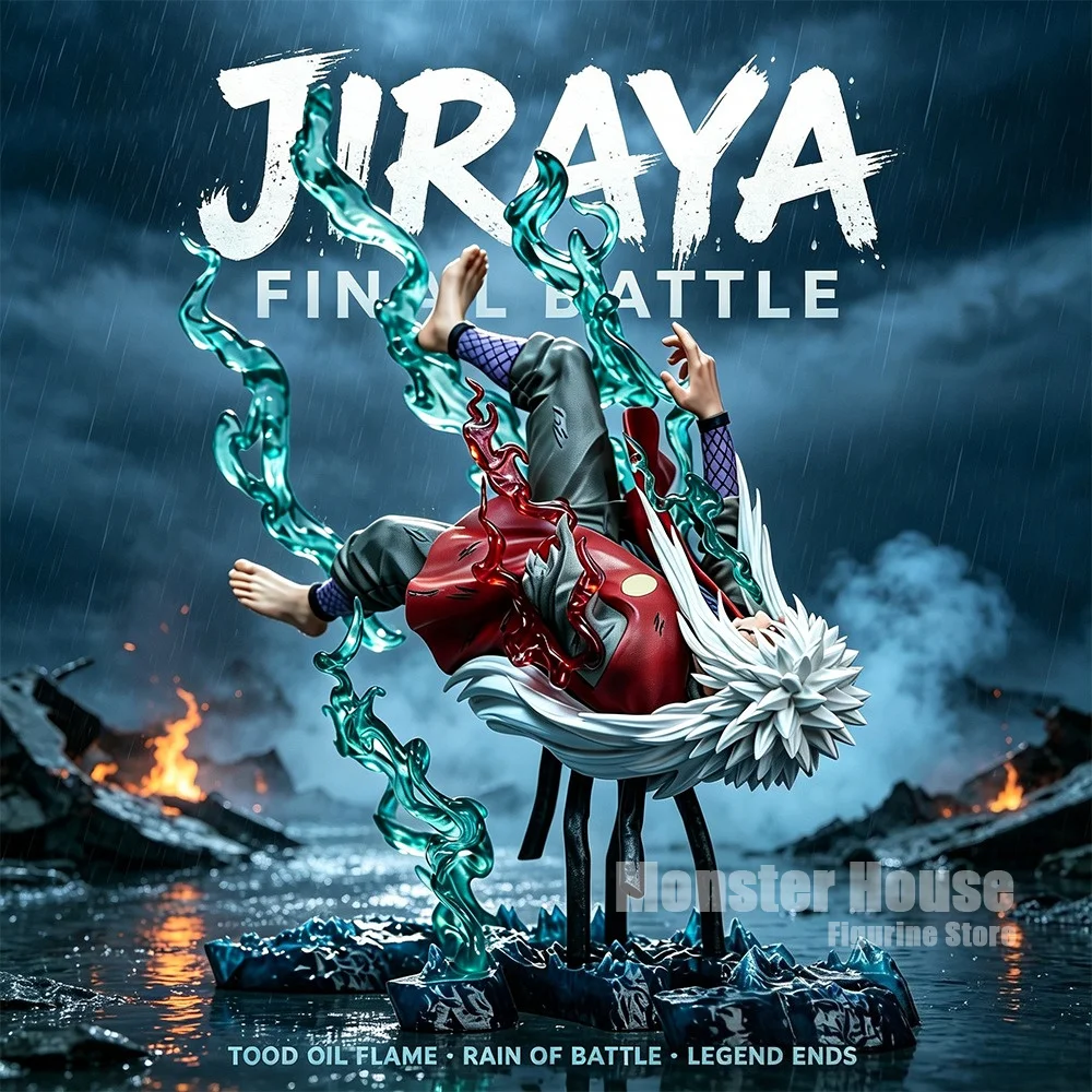 24cm Naruto Jiraiya Anime-Figur Kampfszenen-Statue PVC Sammlermodell mit Effektzubehör Desktop-Display Geschenk
