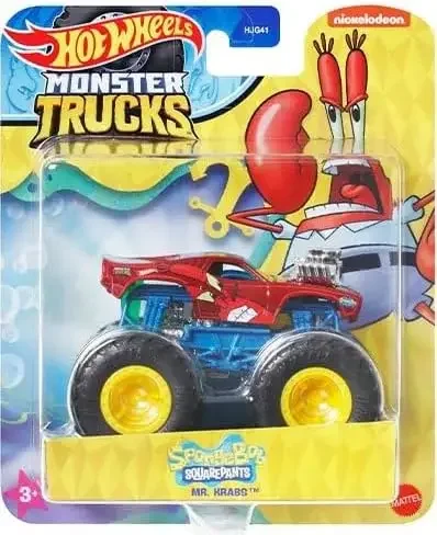 Official Hot Wheels Monster Trucks Car Spongebob Squarepants  Series Boys Toys 1/64 Diecast Mr Krabs Patrick Plankton Squidward