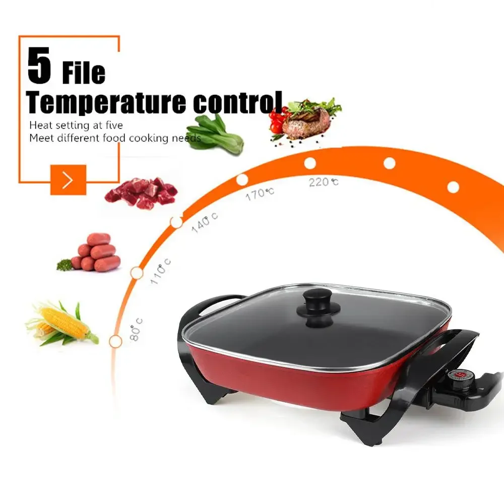 1400W Electric Hot Pot Soup Pots  6L Stainless Steel Non Stick Smokeless Multifunction Cooking Wok Home Kitchen Cookware