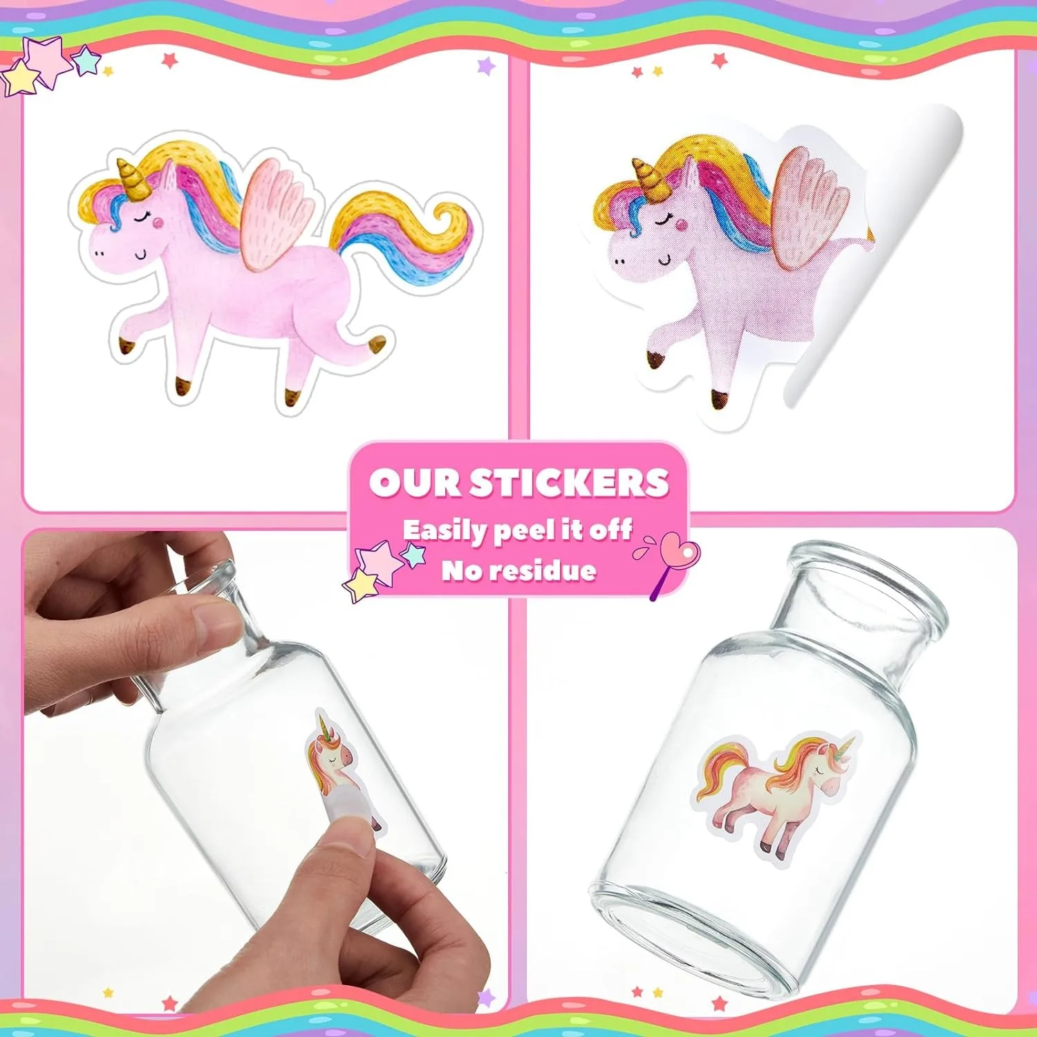 

50-500pcs Heterotypic Unicorn Pegasus Stickers 2.5cm/1.0'' Interactive Communication Game Learning Rewards, Adorn Gifts