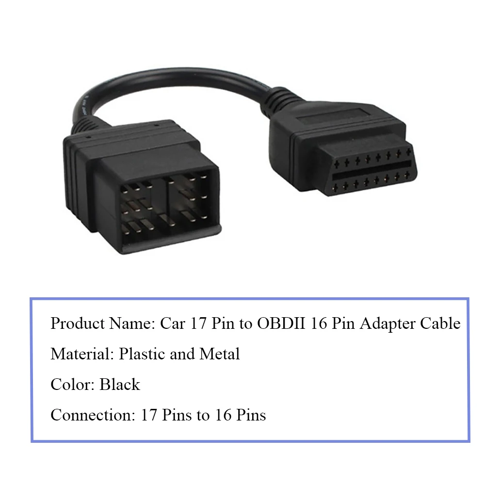 Connection: 17 Pins to 16 Pins Color: Black for Toyota 17Pin to OBD2 16Pin Adapter Cable OBDII Adapter Cable