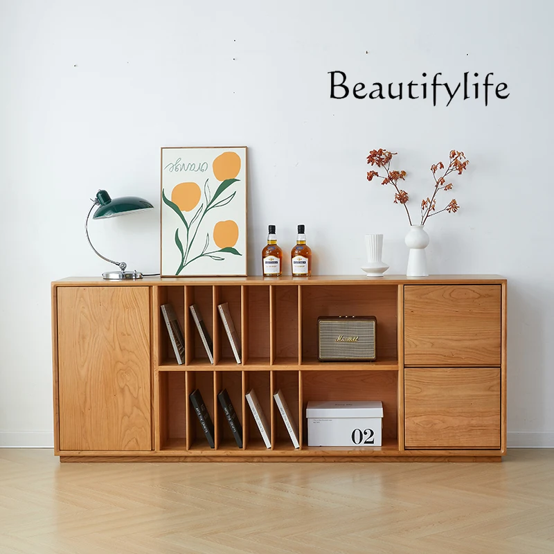 

Nordic medieval solid wood TV cabinet small apartment household modern simple multi-functional side cabinet