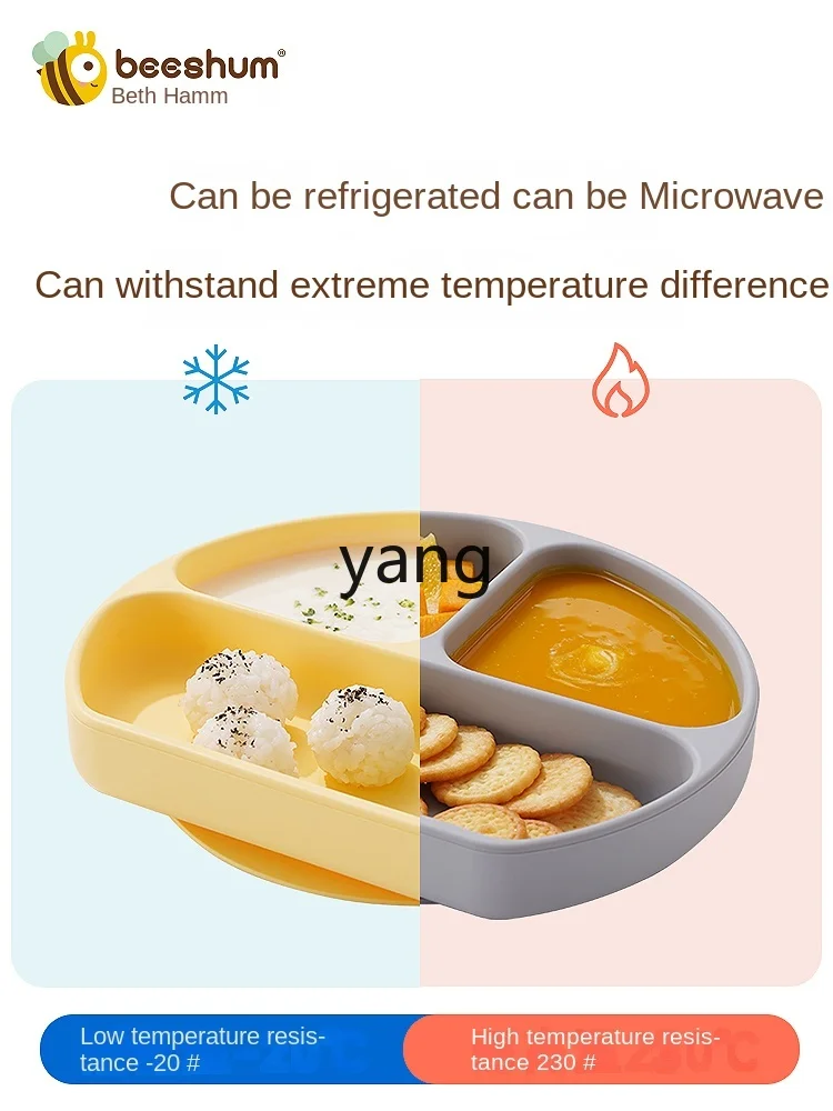 L'm'm-plato con compartimento para bebé, taza de succión, plato de servicio para bebé, tazón de comida sólido de silicona, plato de cena para niños