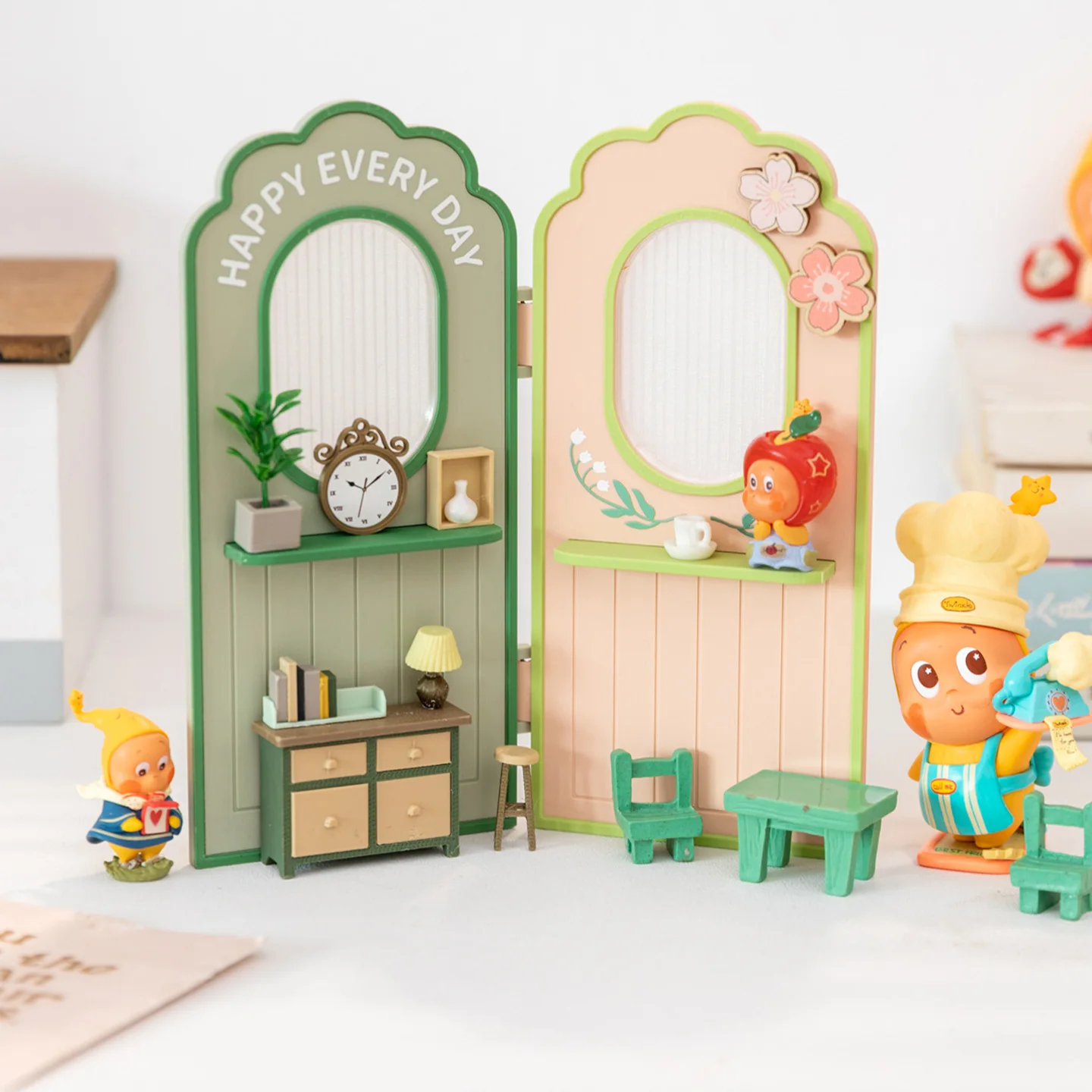 Miniature Dollhouse Furniture Micro Desk Chair Cabinet Mini Bread Artificial Plant Flower Models Scene Decor DIY Accessories