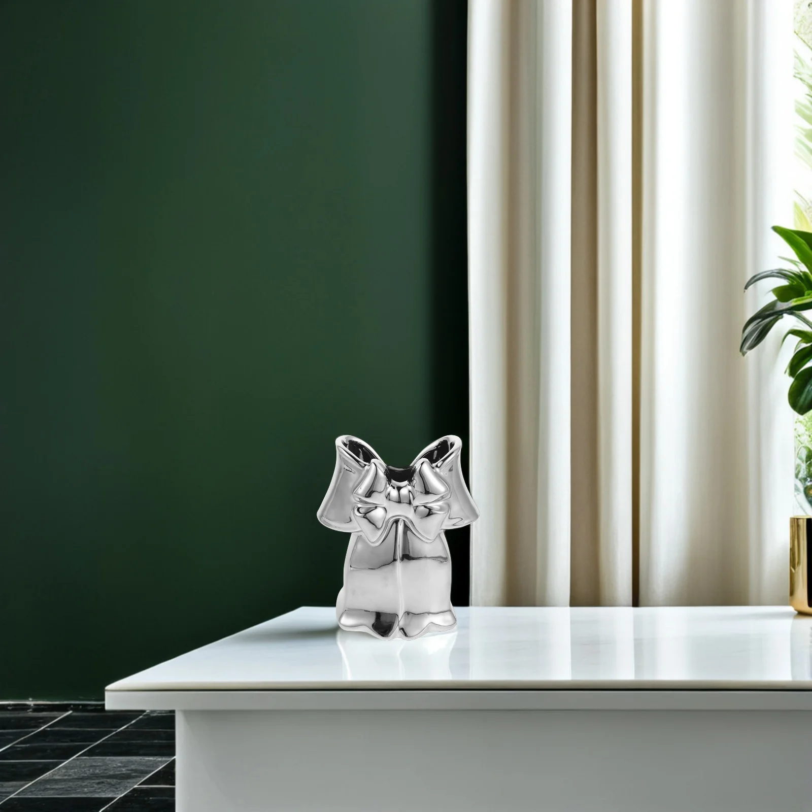 

Porcelain Bowknot Ceramic Flower Vase Decorative Desktop Table Centerpiece Vase for Living Room Decor Wedding Table Centerpiece