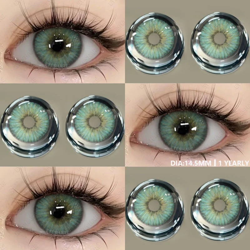 EYESHARE 1pair Myopia Lenses Colored Contact Lenses for Eyes With Degrees Prescription Lenses Green Lenses Gray Contacts Yearly