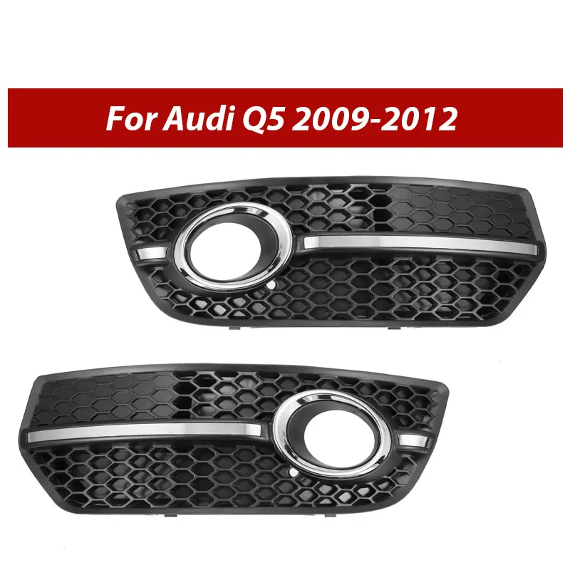 

Car Fog Light Cover Grille for Audi Q5 2009-2012 Front Bumper Fog Lamp Racing Grills with Chrome Strip Replacemment Accessories