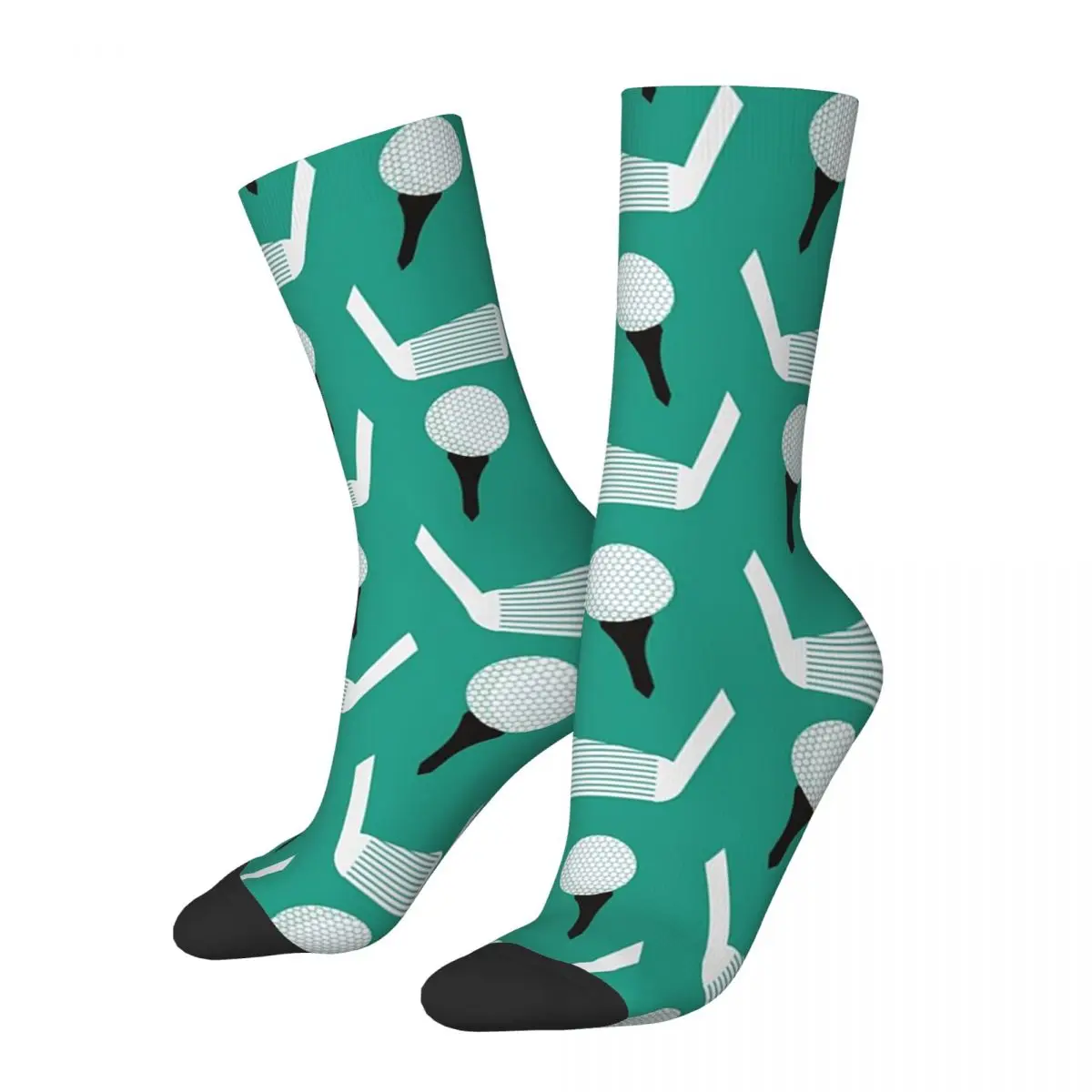 

Golf Pattern (Green) Socks Harajuku Sweat Absorbing Stockings All Season Long Socks Accessories for Unisex Gifts