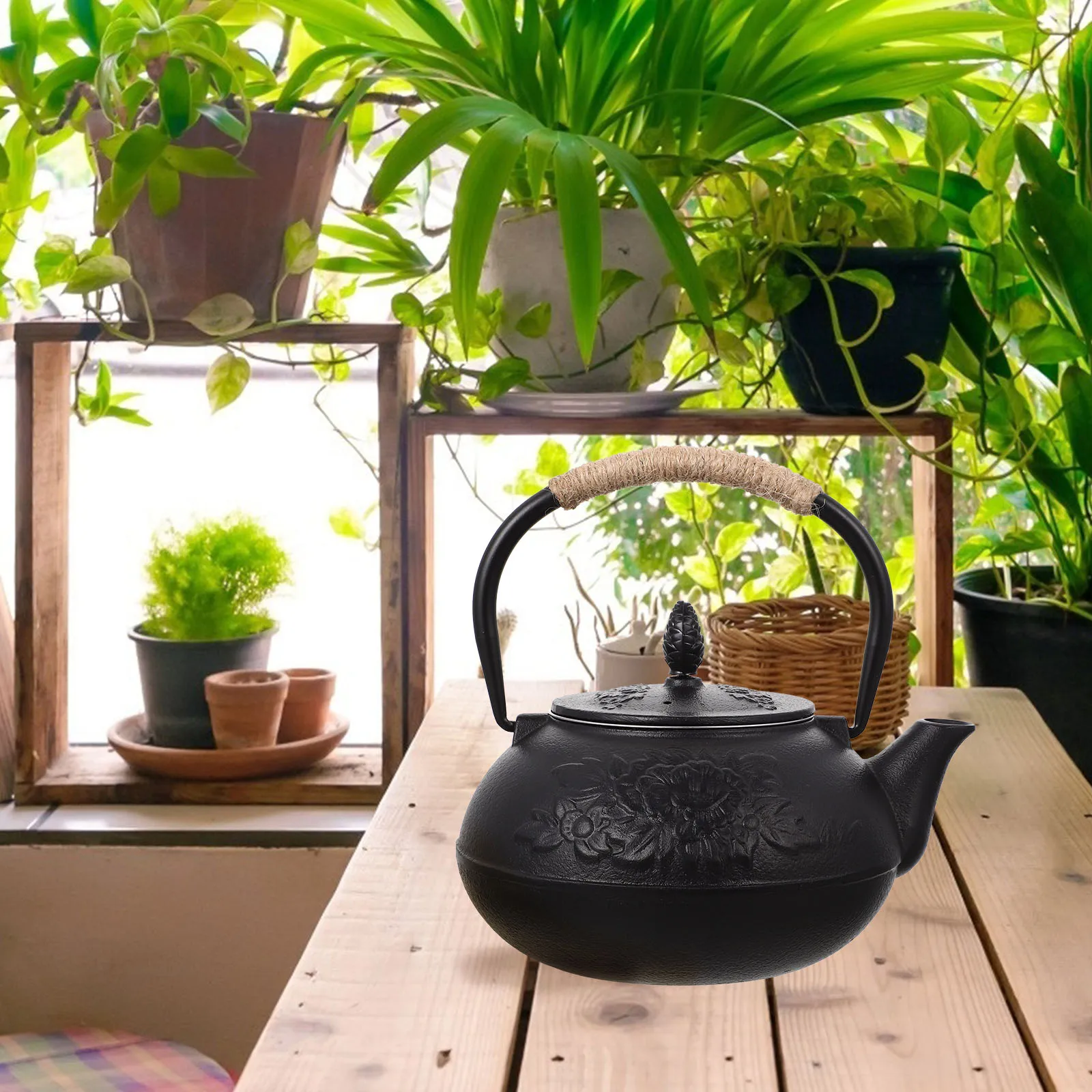 

Cast Iron Teapot for Herbal Stove Coffee Heat Resistant Household Kettle Portable Tea Pot Burner Kitchen Utensil Set