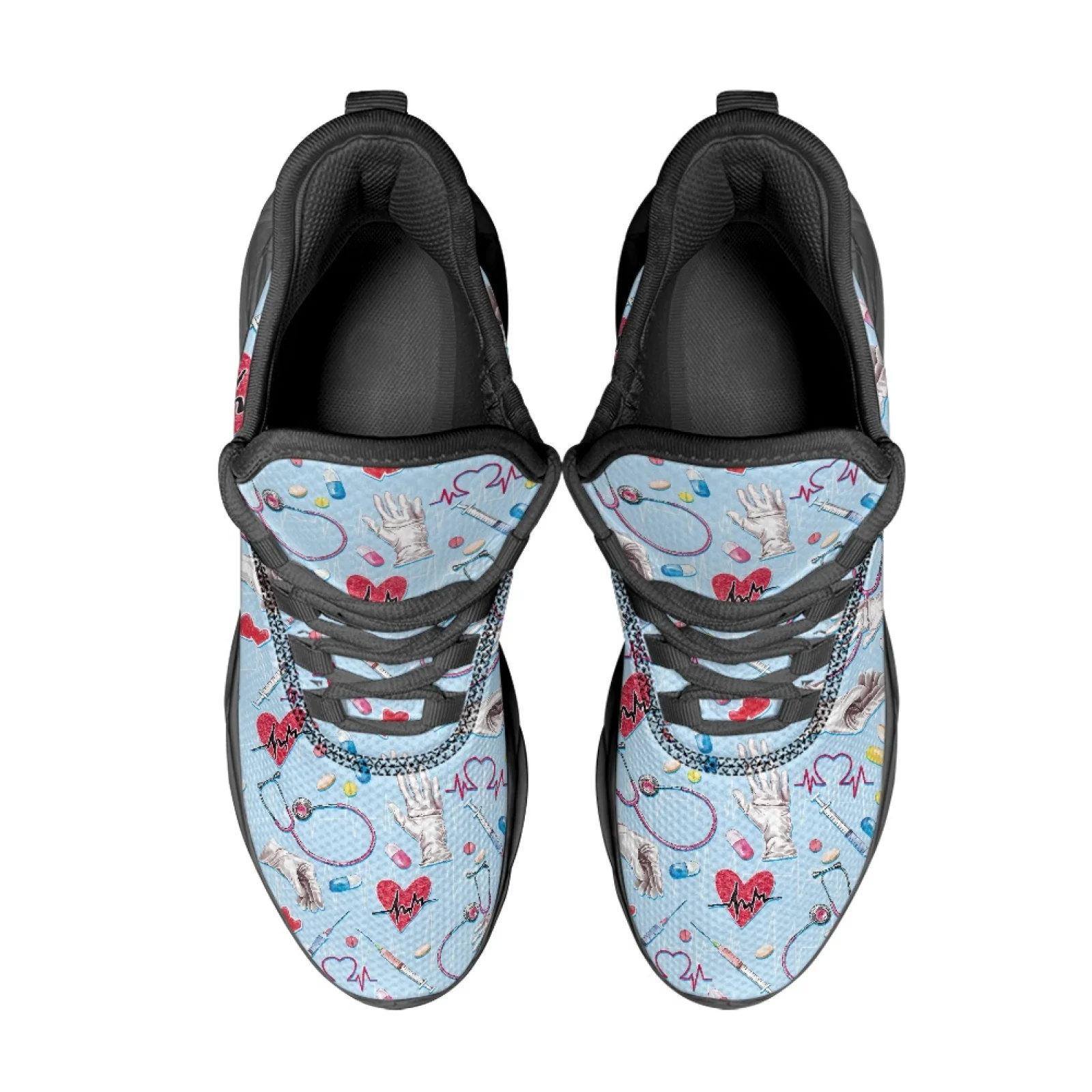 PENSTROLL Medical Print Men's Racing Shoes Mesh & EVA Men's Running Shoes Breathable Athletic Trainer for Mens