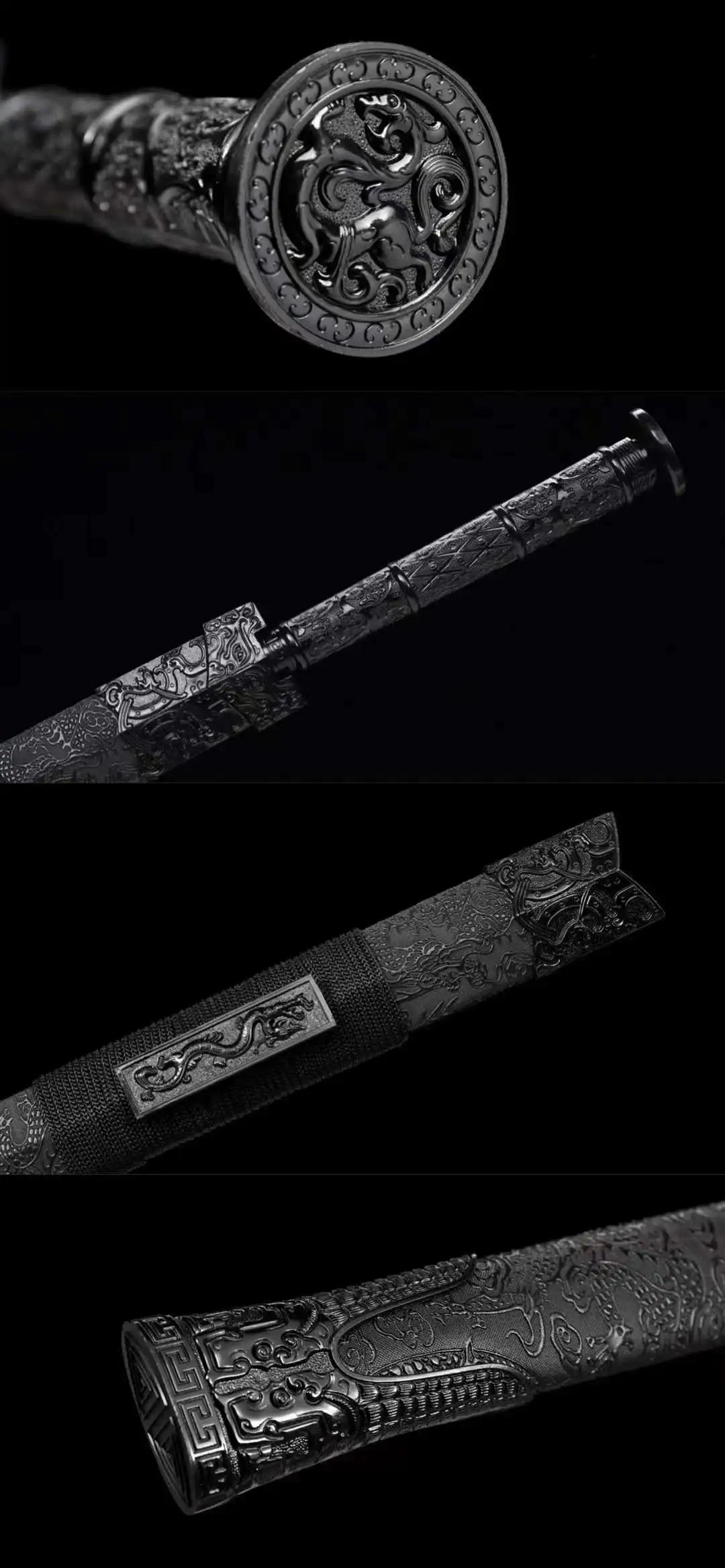 Hollowed Battle Sword, Han Dynasty Style, Cangyou, Handmade Multi Refined High Manganese Steel Blade, Unsharpened