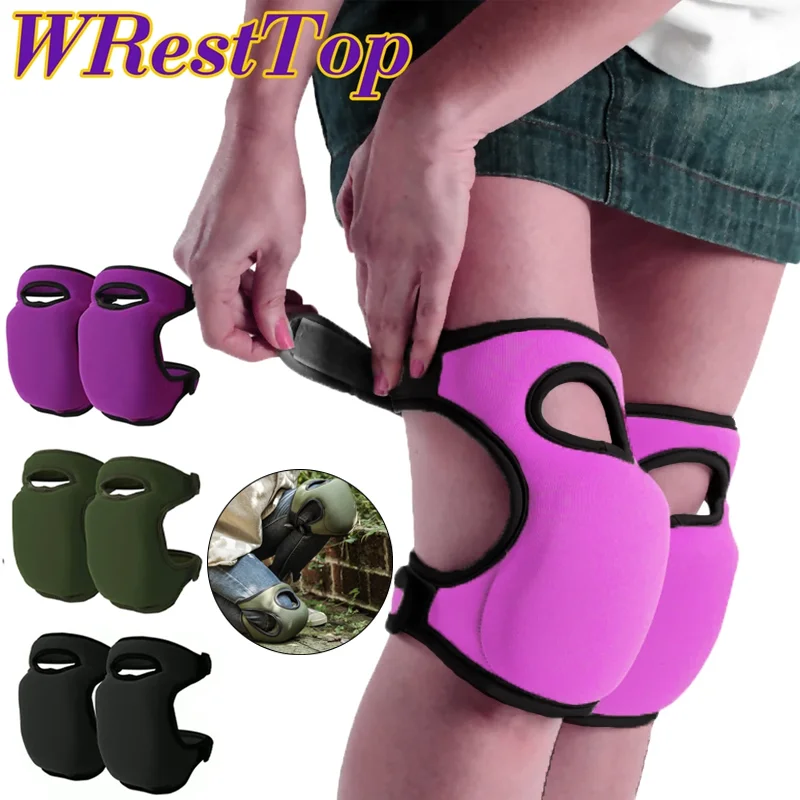 A pair of thick anti slip knee pads,double strap design,adjustable elasticity,use for outdoor weeding/gardening/household chores