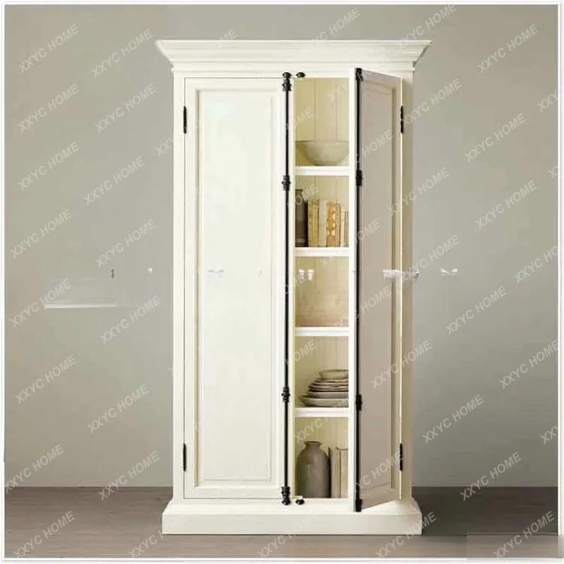 Solid wood wardrobe custom furniture retro old log heaven and earth lock two-door wardrobe oak locker
