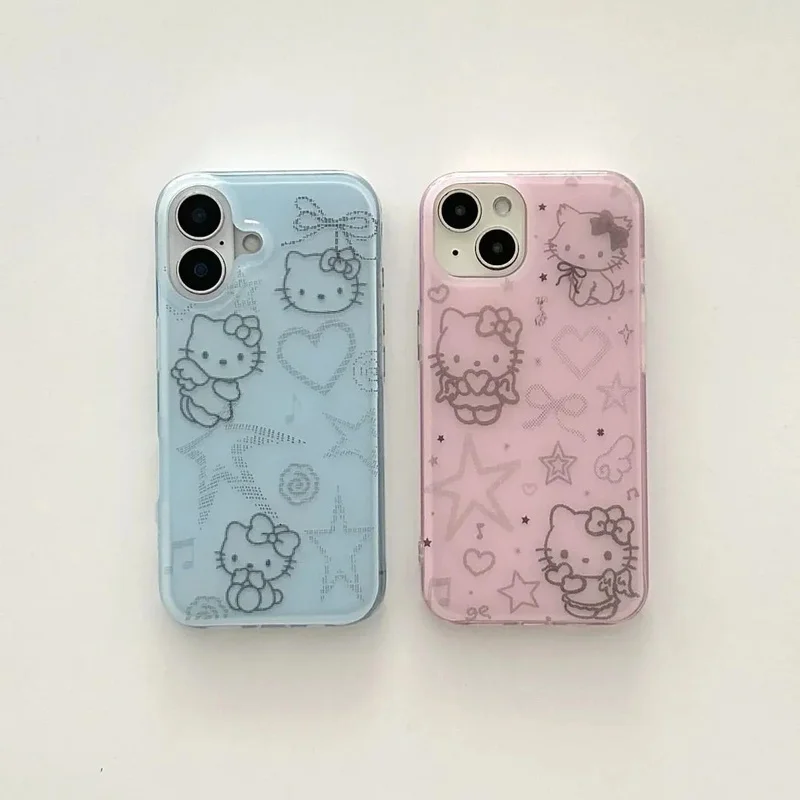 2025 New Hot Rhinestone Hello Kitty Phone Case For 16 15 14 13pro Max Star Shiny Shockproof Bumper Luxury Glitter Protecte Cover