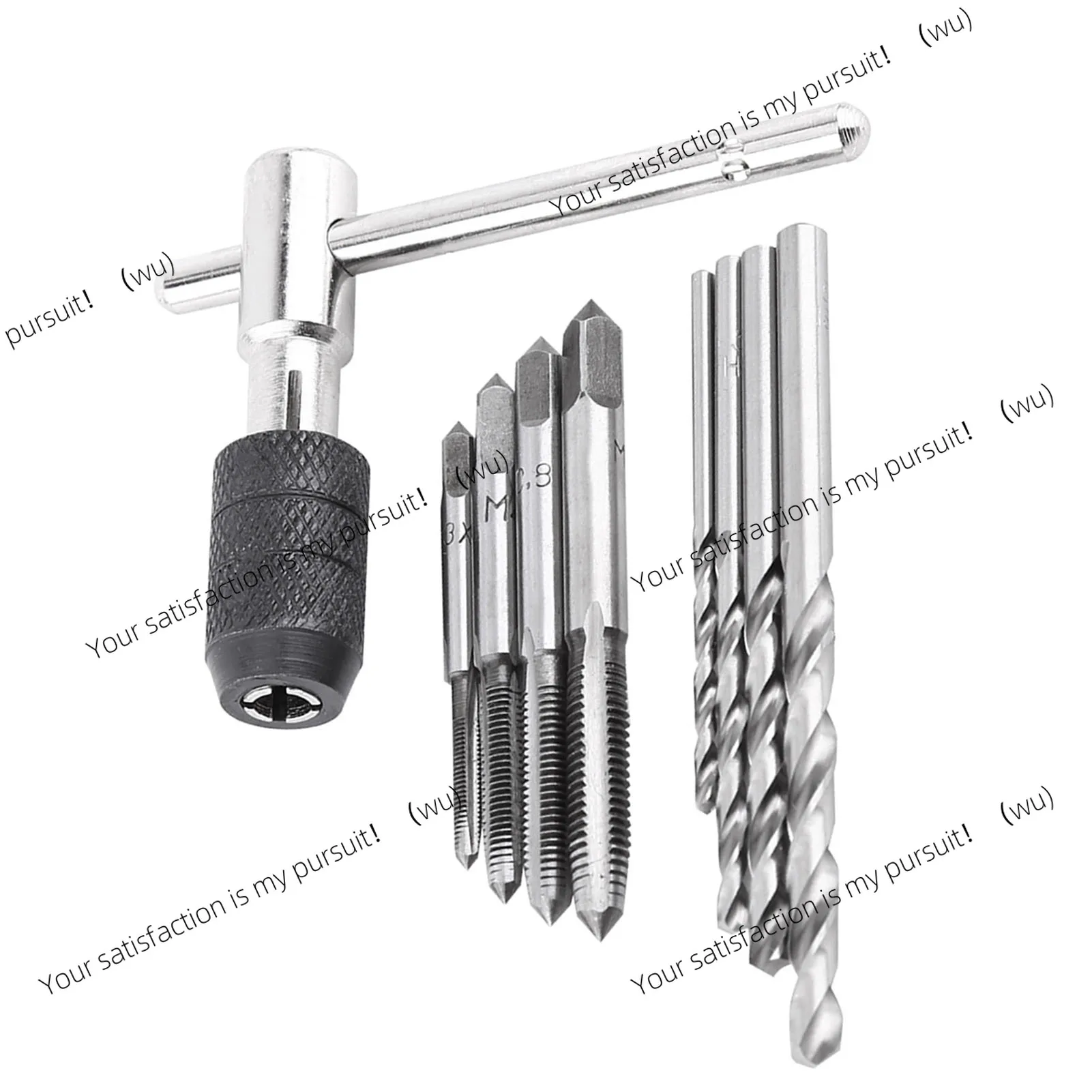 9pcs/Set Tap Wrench Set M3‑M6 T-shaped Wrench Screw Taps Twist Drill Bits Threading Tapping Hand Tool Kit Threading Tool Set