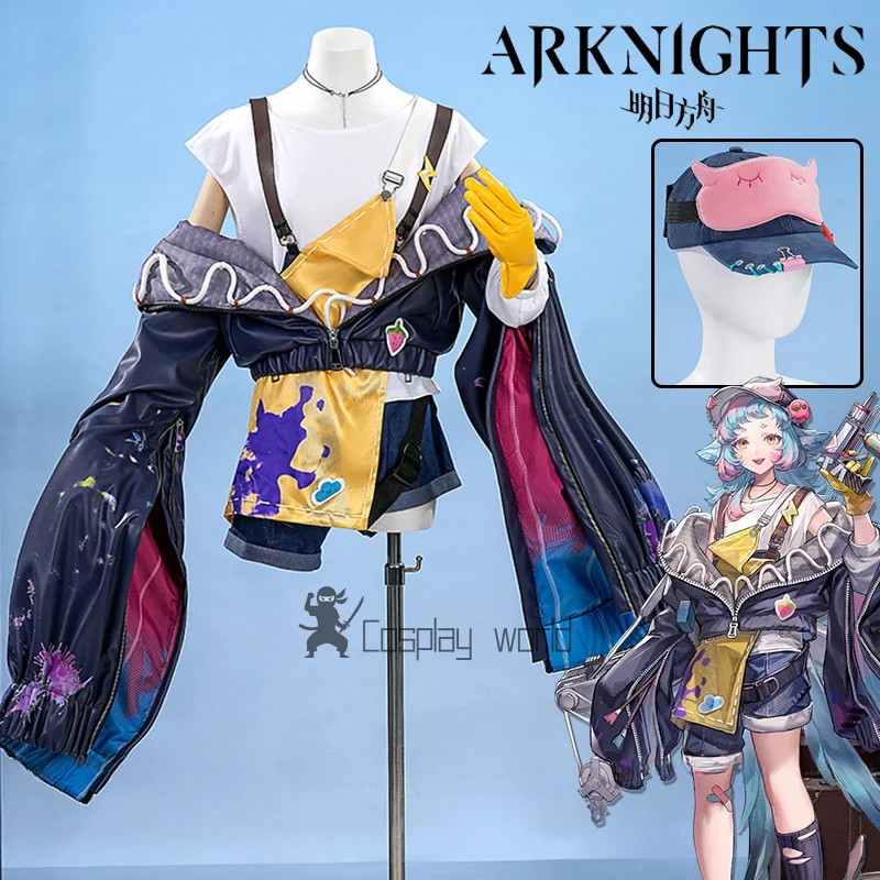 Arknights Tippi Cosplay Costume Dress Coat Shorts Gloves Socks Eye Mask Props Full Set Outfit For Women Girls Carnival Halloween