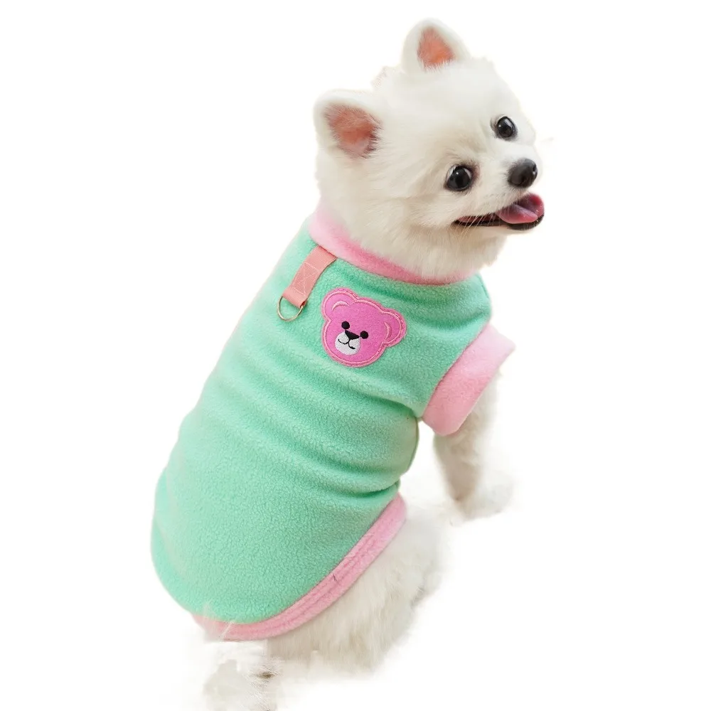 

Cartoon Bear Pattern Spring Dog Clothes Warm Soft Warm Dog Pajamas Double-sided Colorful Pet Dog Vest Jacket Indoor