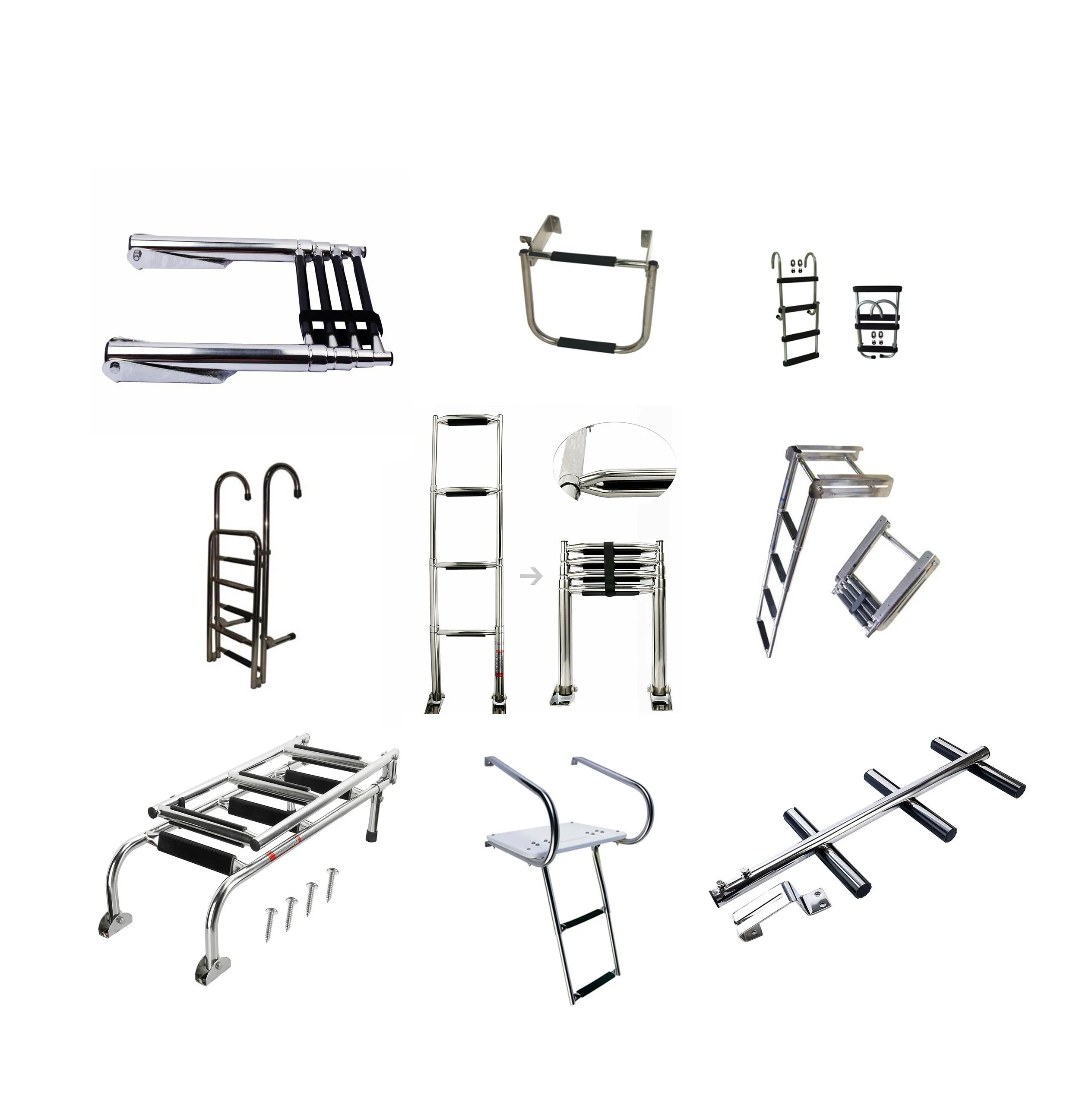 

New 4-Step Stainless Steel Folding Boat Dock Ladder Marine Hardware Accessory for Pontoon Boat Swim and Boarding Platform