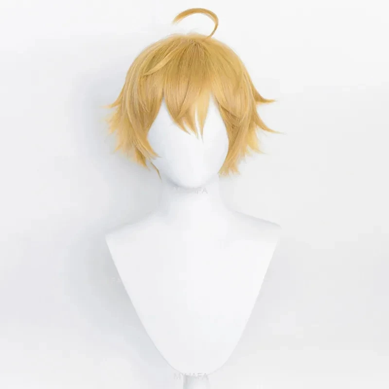 Game Genshin Impact Thoma Cosplay Wig Three-dimensional Fluffy Design Golden Heat Resistant Synthetic Wigs
