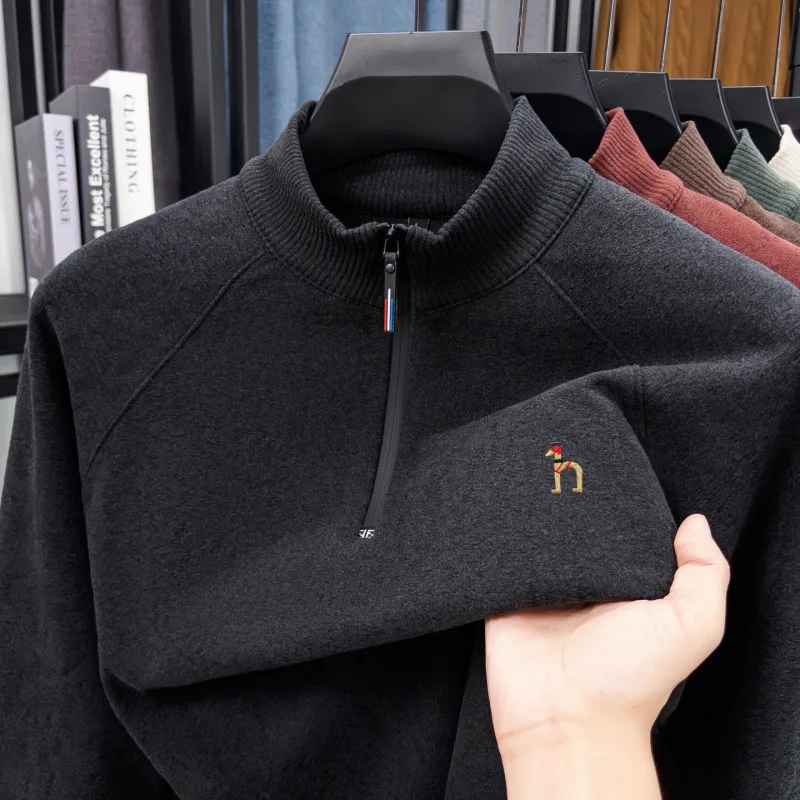 سويت شيرت رجالي أصلي من Derong نصف سحاب وياقة واقفة وأكمام طويلة مضاد للكهرباء الساكنة، صديق للبشرة، خريف دافئ ناعم #6