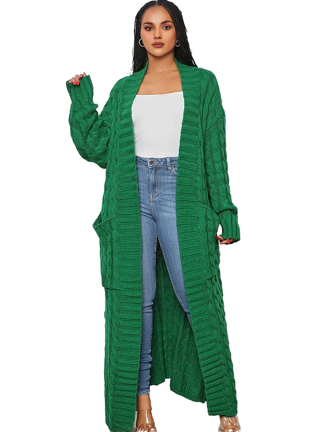 

Szkzk Autumn And Winter Maxi Long Sweater Cardigan Coat With Pockets Long Sleeve Casual Loose Holiday Party Sweater Outerwear