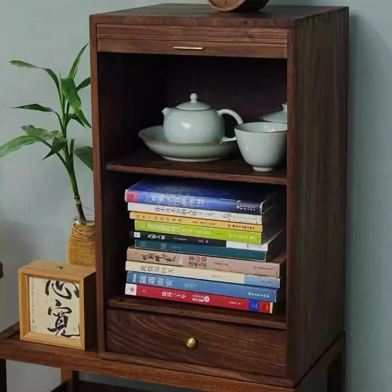 Black walnut rolling shutter door storage cabinet, storage cabinet, rolling shutter storage cabinet